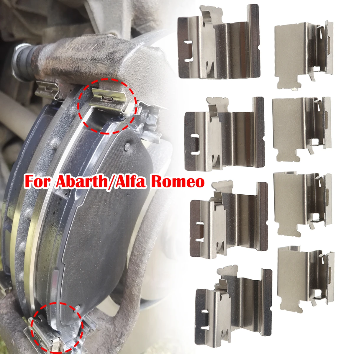 8pcs Car Front Left Right Brake Pad Fitting Shoe Hardware Shims Repair Kit Replacement Accessories Fit For Abarth 500 Romeo MITO