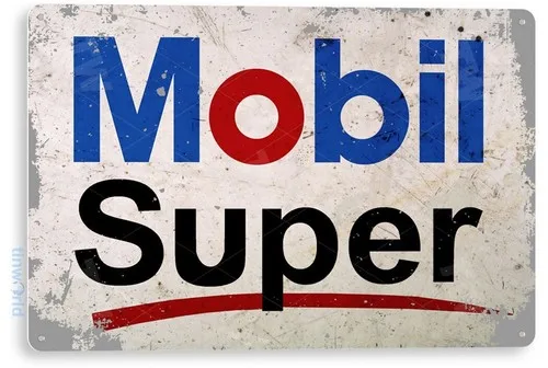 TIN SIGN Mobil Sign Super Oil Gas Sign, Gas Station, Garage, Auto Shop C712 --Tin Sign