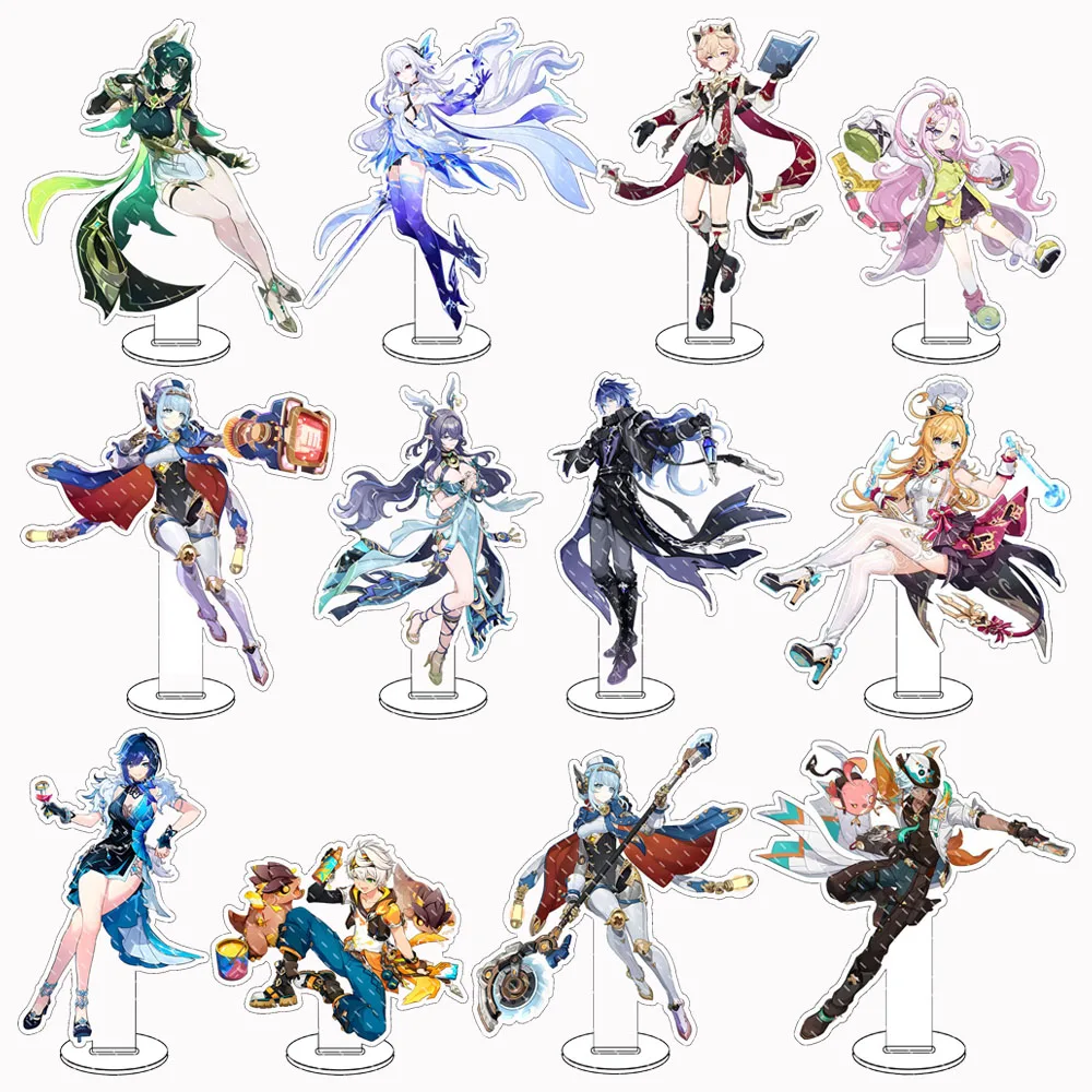 Genshin Impact Anime Figure Acrylic Stand Lauma Flins Aino Ineffa Model Plate 1pc Desk Decor Standing Sign Game Fans Gifts Key