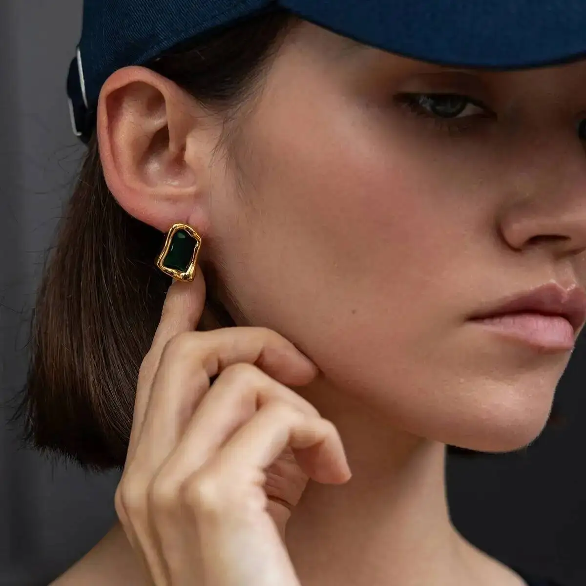 IngeSight.Z Exquisite Square Zircon 18K Gold Plated Square Stud Earrings for Women Exquisite Waterproof Stainless Steel Jewelry