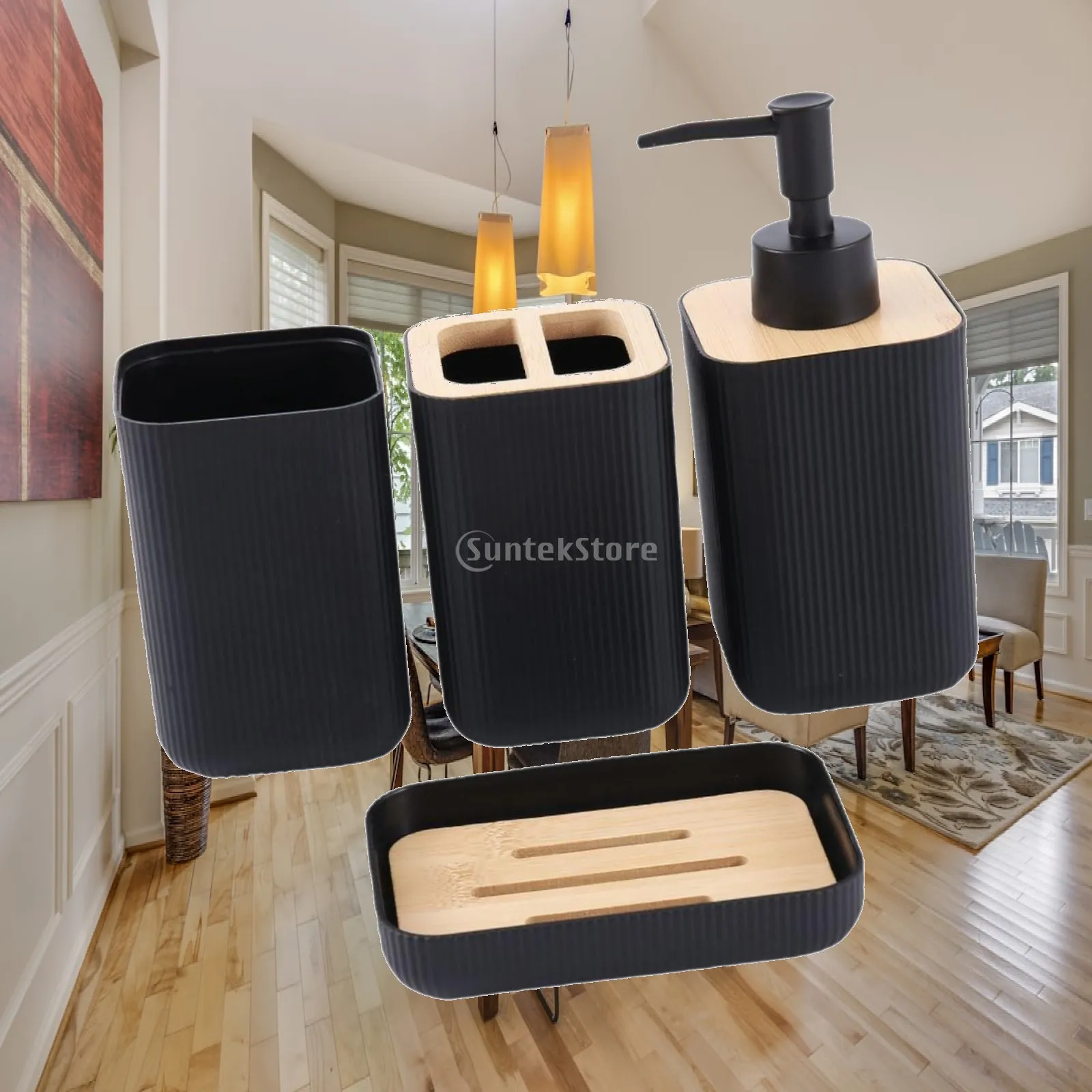 

4 Pieces Bathroom Accessories Set Bathroom Organizer for Household Vanity