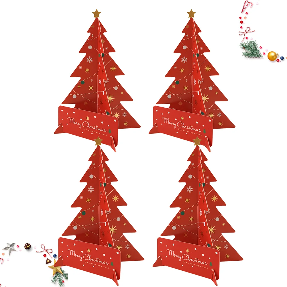 4 set di biglietti di Natale unici per auguri per un piccolo albero 3D Gesù Benedizione a colori casuali