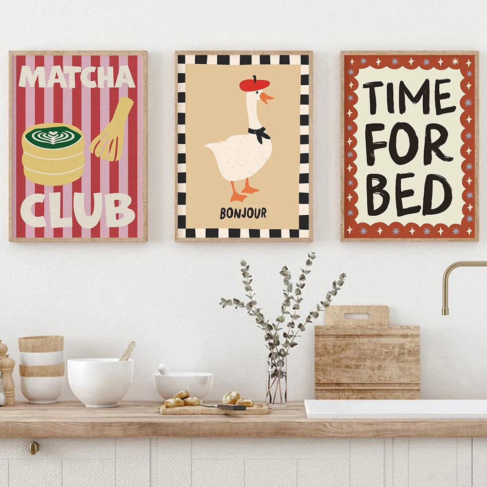 Color Food Art Quote Poster Matcha Club Canvas Painting Wall Prints Funny Kitchen Pictures for Living Ding Cafe Home Decoration