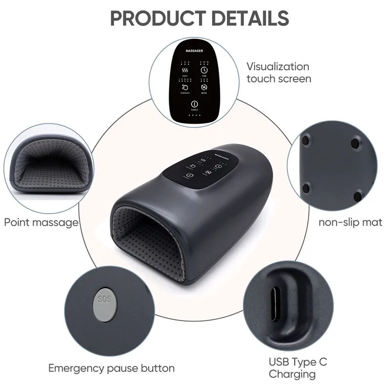 New Hand Massager Intelligent Air Pressure Hot Compress Palm Joint Therapy Massager Finger Arthritis Numbness Muscle Relaxation view 3