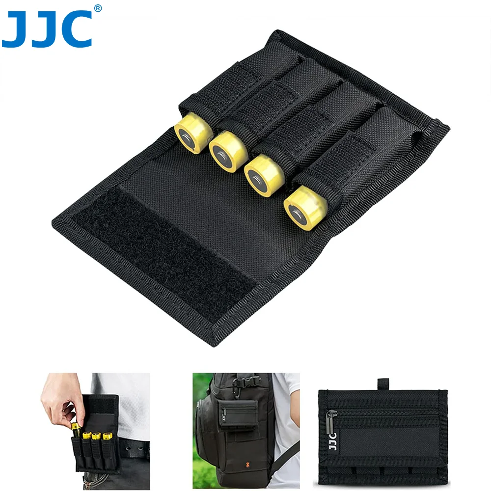 JJC 18650 Battery Pouch Memory Card Storage Pocket 18650 Battery Case for 18650 Battery with Belt Holste Carabiner