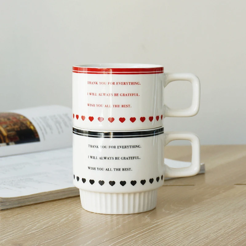 Black Red Couple Ceramic Mug Nordic Creative Letter Love Home Water Cups Female Male Get Married Coffee Cup Speical Gift