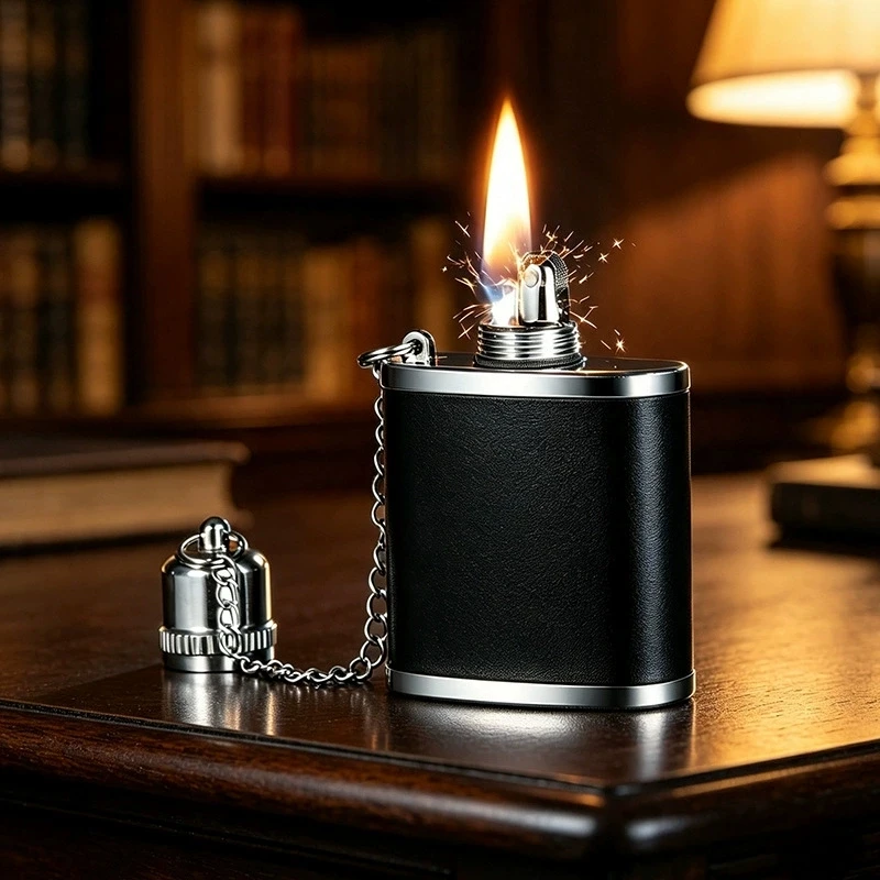 Outdoor Retro Grinding Wheel Pendant Lighter Classic Vintage High End Portable Pendant Mini Lighter Personalized Smoking Gift