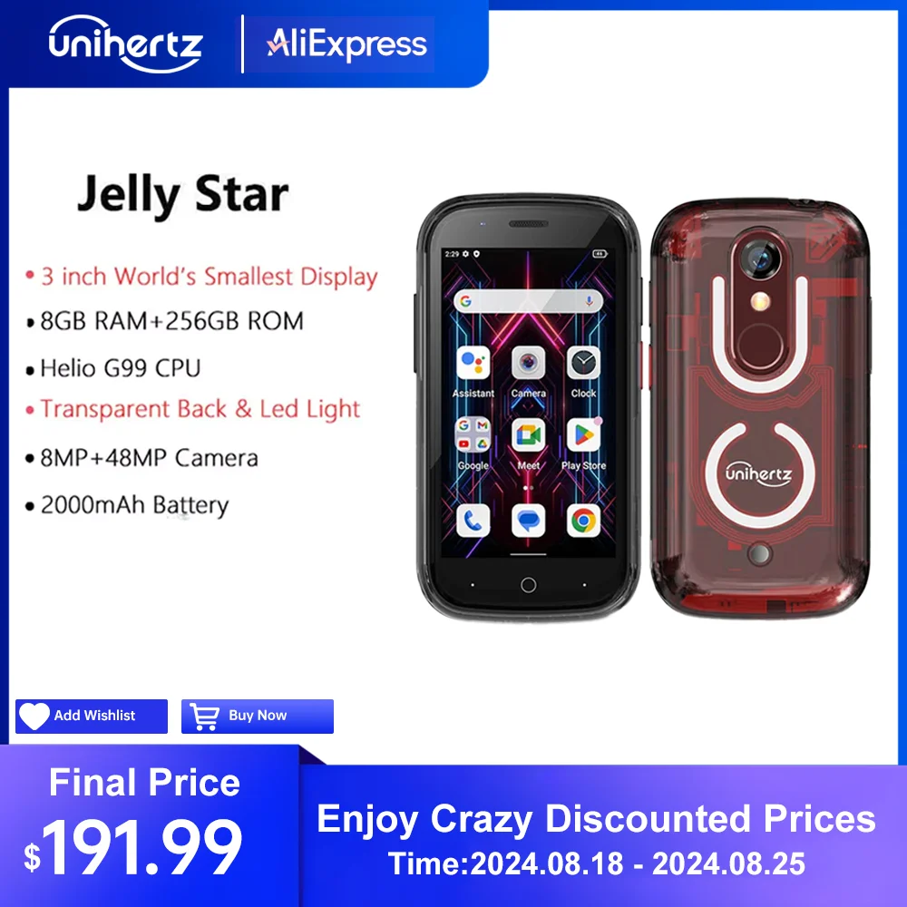 unihertz jelly star android 13 8gb 256gb luz led desbloqueado traseira transparente 48mp 2000mah 01