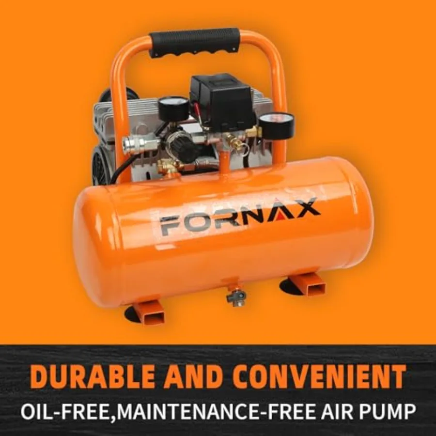 ضاغط هواء 2 جالون ضاغط محمول خالي من الزيت 120 فولت 1 حصان 2.2 CFM @ 90 رطل لكل بوصة مربعة ماكس 125 رطل لكل بوصة مربعة 65dB ضاغط محمول فائق الهدوء #3