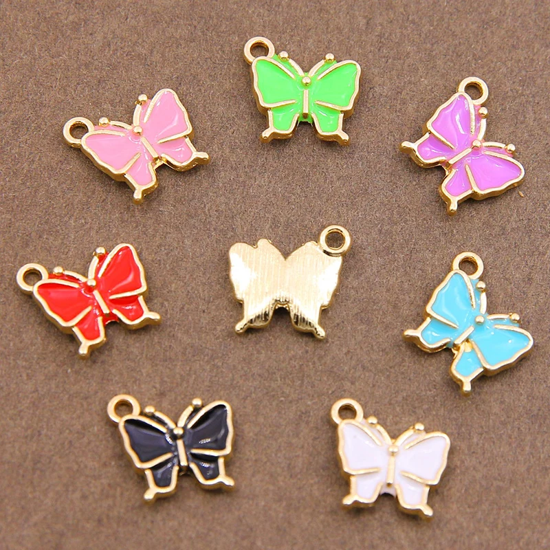 10pcs 13*12mm Lovely Butterfly Charms Pendant Enamel Small Alloy Charms DIY Jewelry Making Accessories for Necklace Bracelet