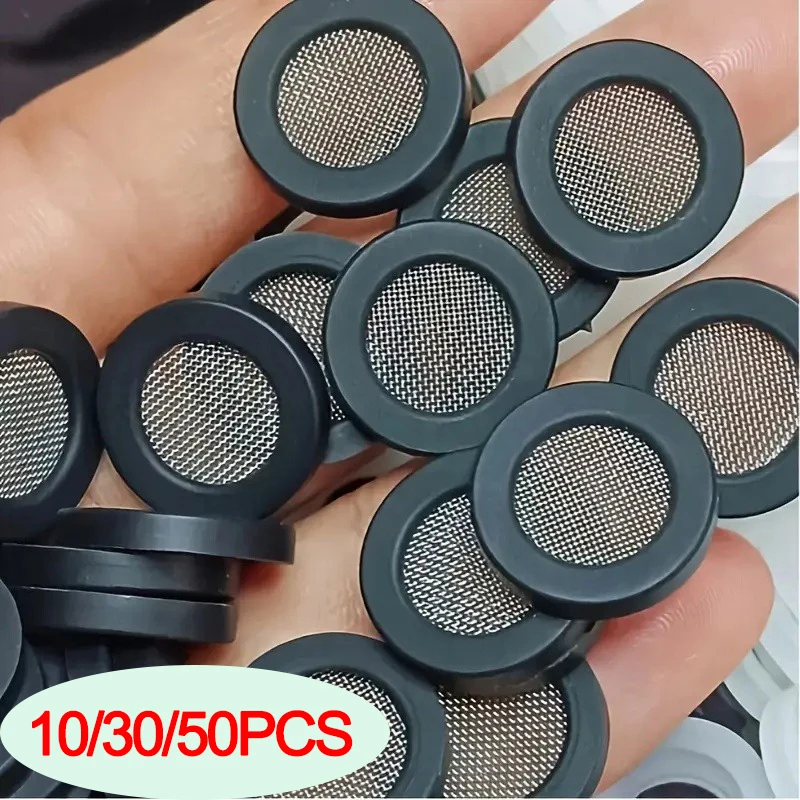 50pcs Tap Head O-shaped Stainless Steel Filter Gasket Seal Black Hose Flat Rubber Washer For Shower Head Faucet 1/2in 3/4in