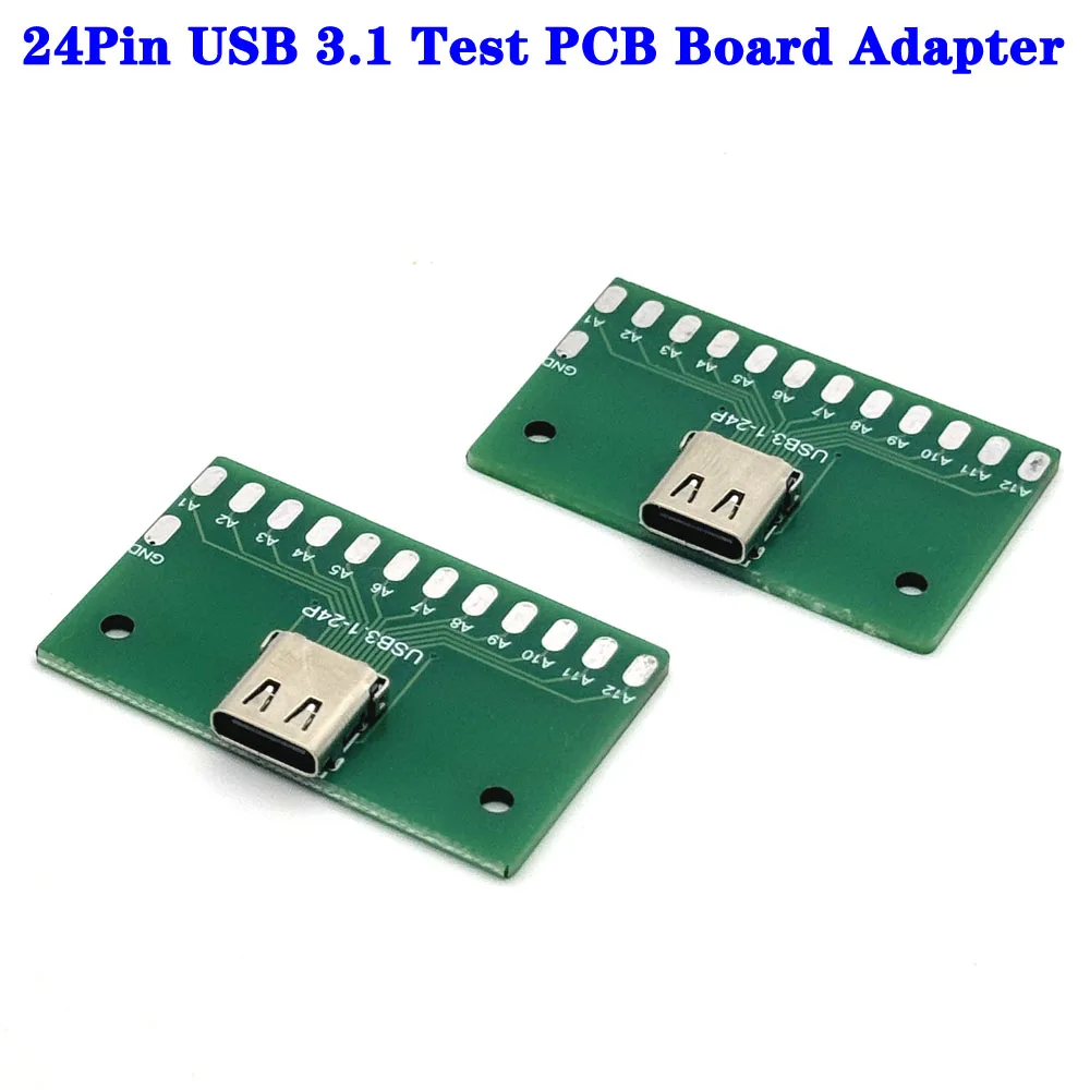 

USB 3.1 Type C Connector 24Pin Female Plug Receptacle Adapter to Solder Wire & Cable USB-C 24P PCB Test Board