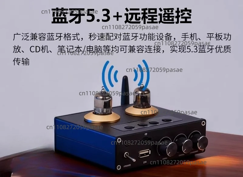 Audio Preamplifier U30 Bluetooth 5.3 Hi-Fi Tube Preamp with Treble and Bass Adjustment