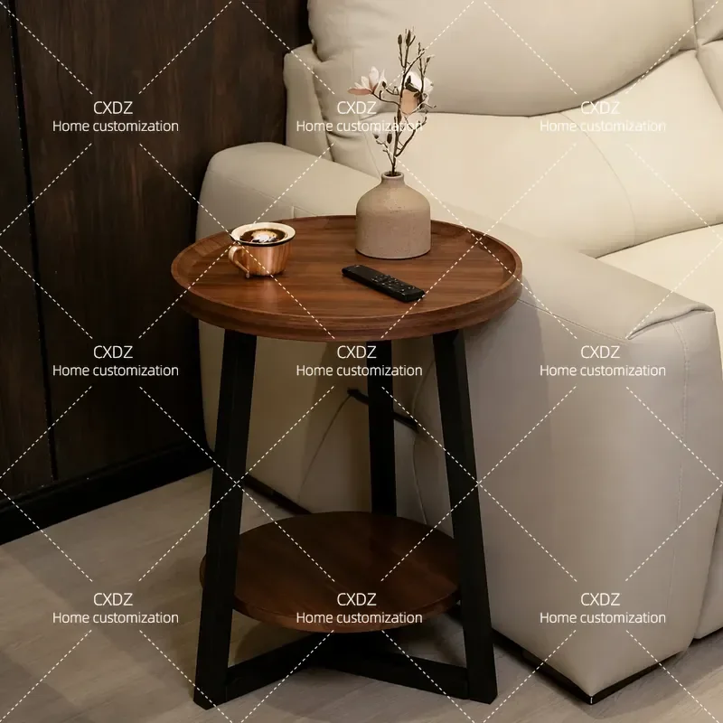 Mini Round Side Table Walnut Coffee Table Small Bedside Nightstand Living Room Balcony Shelf End Table 2026 New