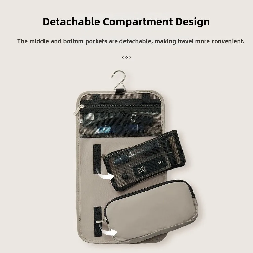 Large Capacity Portable Toiletry Bag Waterproof Dry and Wet Separation Hanging Makeup Bag Multiple Compartments Detachable
