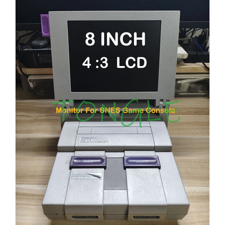 New DIY 8INCH 4:3 LCD SNES Game Console Portable Screen, Foldable Mini Monitor with High Fidelity Stereo AV Output