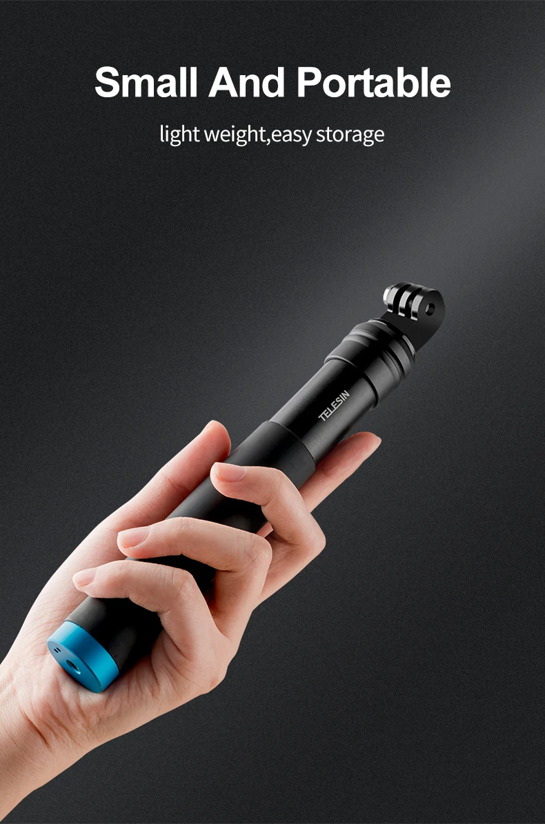 telesin-360-°-回転式折りたたみアルミ合金セルフィースティック三脚スマホホルダー一脚-gopro-dji-insta360-スマートフォン対応
