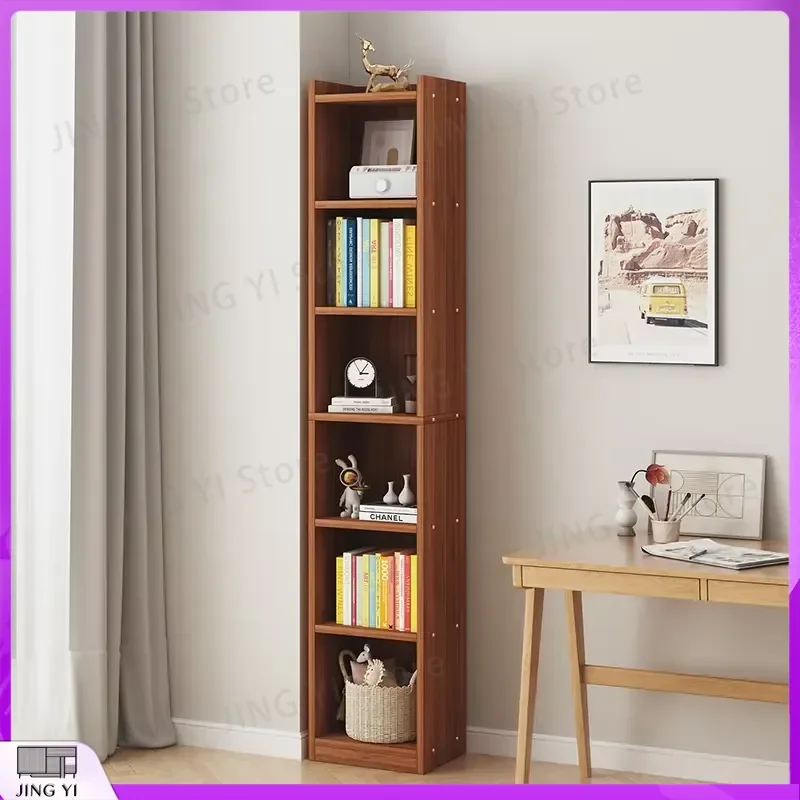 

Large Capacity Multi-Layer Bookshelf Storage Shelf Narrow Gap Small Space Saving Floor Standing Wooden Bookcase for Office