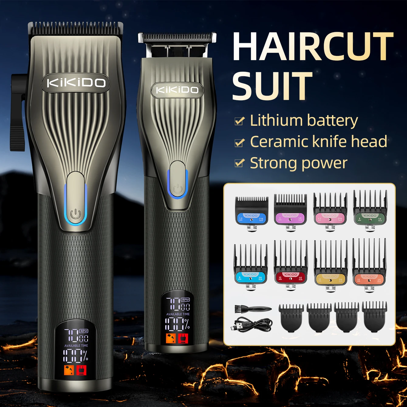 

KIKIDO новые профессиональные электрические машинки для стрижки волос, триммер для мужчин, набор для родителей и детей, многофункциональный парикмахерский набор для ухода за волосами, 2 предмета