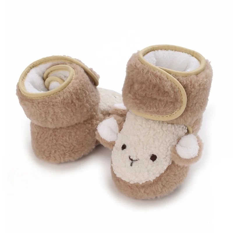 Winter Baby Shoes Snow Boots Cute Cartoon Animal Plush Thick Infant Shoes Soft Sole Toddler Girls Boys Warm Cotton Boots