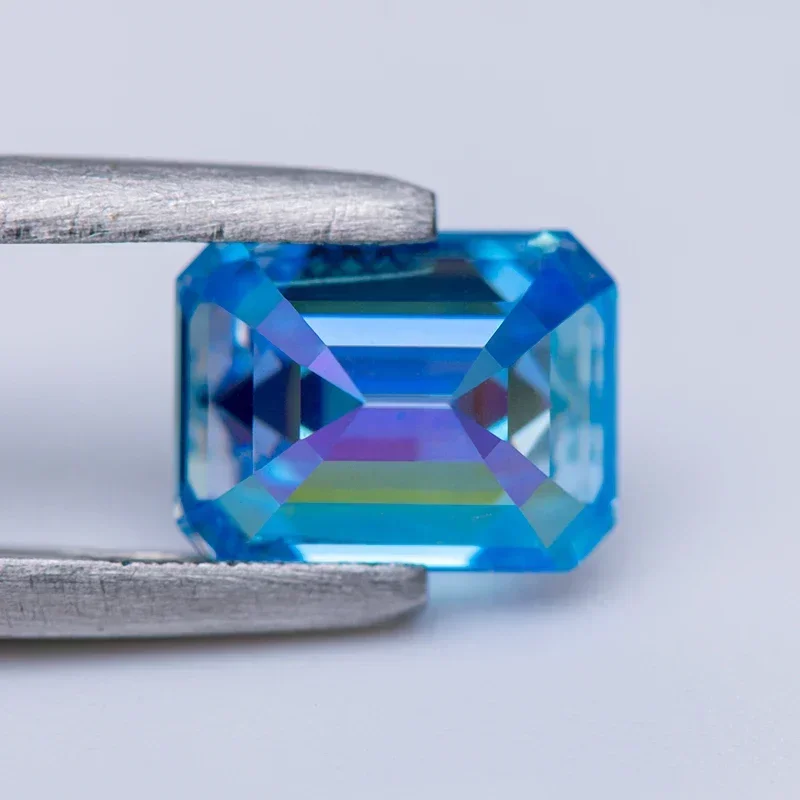 Moissanite Stone Emerald Cut Ice Blue Color VVS1 with GRA Certificate for Gemstone Charms Advanced Jewelry Making Materials