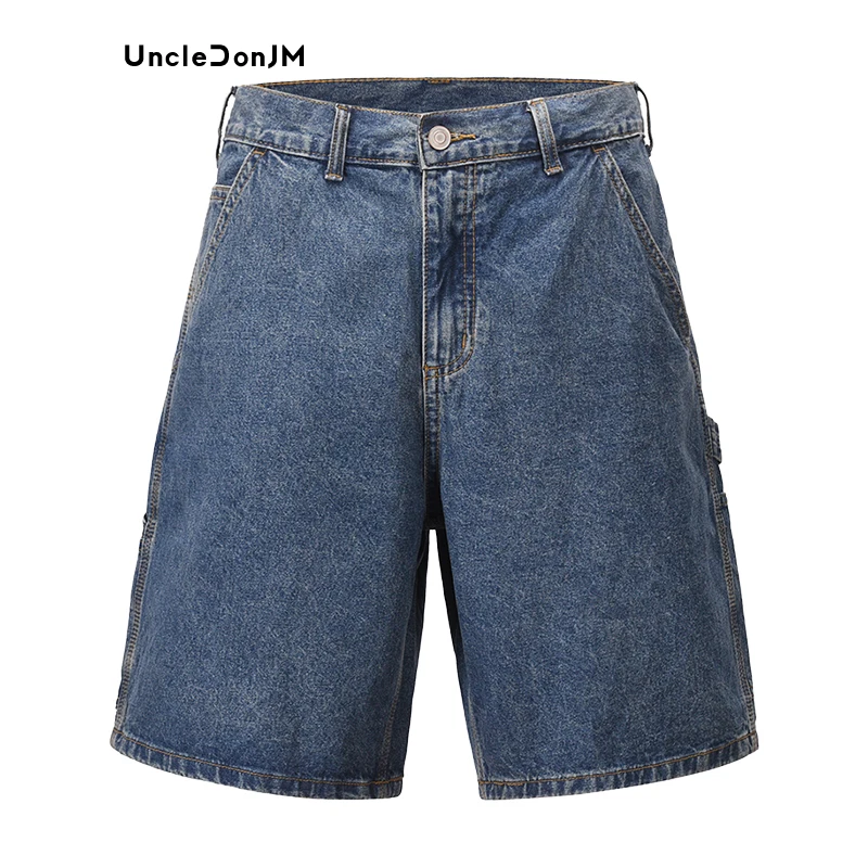 Washed Jorts Summer Denim Shorts Men Japanese Streetwear Hip Hop Loose Straight Jeans Shorts