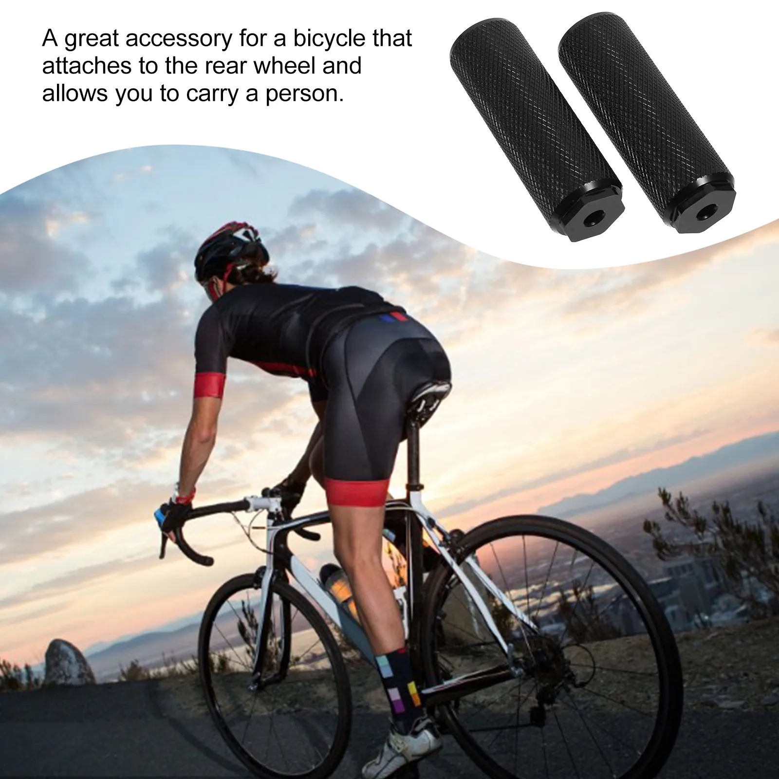 

1 Set Of Rear Bike Pegs Heavy-Duty Aluminum Alloy Folding Cycling Pegs Non-Slip Sturdy Bicycle Accessories Portable Cylinder