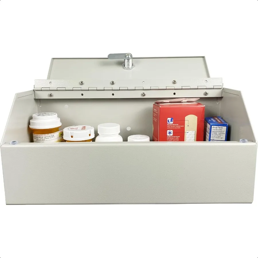 Caja de bloqueo para almacenamiento seguro de medicamentos, botiquín bloqueable con organizador a prueba de niños, montado en la pared para prescripciones Persona