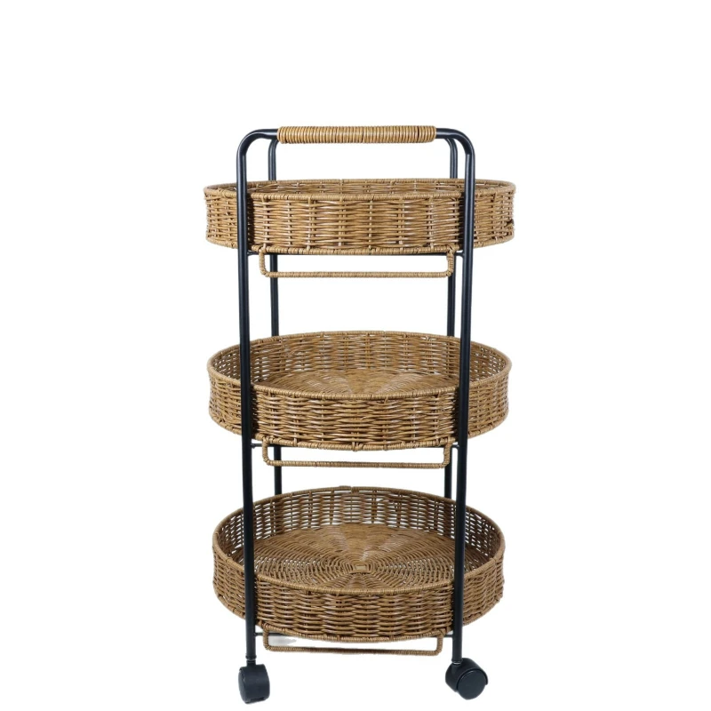 

floor-to-ceiling movable storage rack, imitation rattan woven multi-functional disassembly and assembly snack sundries rack