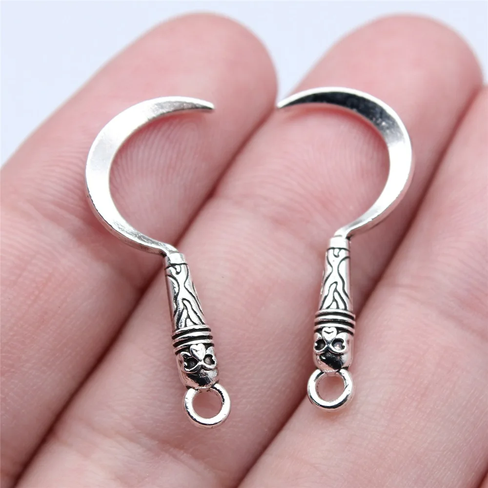 WYSIWYG 20pcs 11x30mm Antique Silver Color Skull Scythe Charms Pendant For DIY Jewelry Making Handmade Jewelry Craft Findings