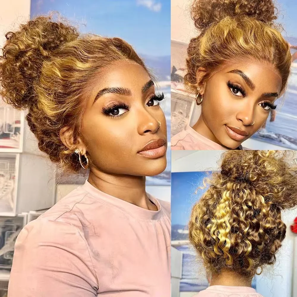 

Бесклеевой парик из натуральных волос с ремешком Invisi 360 Hd, кружевные вьющиеся парики, предварительно выщипанные, 4/27, цветные волны воды, 13x6, кружевной фронтальный парик