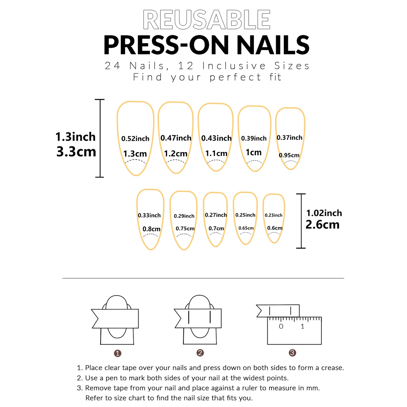 24-teiliges Set für sofortiges Makeover mit roten französischen Mandel-Kunstnägeln, 1 Nagelfeile & 1 Nagelkleber-Aufkleber-Set – Detail 21