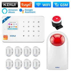 KERUI Tuya Smart W181 Sistema di sicurezza domestica Antifurto WIFI GSM Unità centrale Pannello di allarme Smart Life APP Controllo movimento