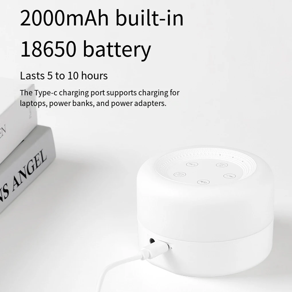 Desktop White Noise Machine Sleep Sound Machine with Night Light Portable Touch Adjustable USB Rechargeable White Noise Machine