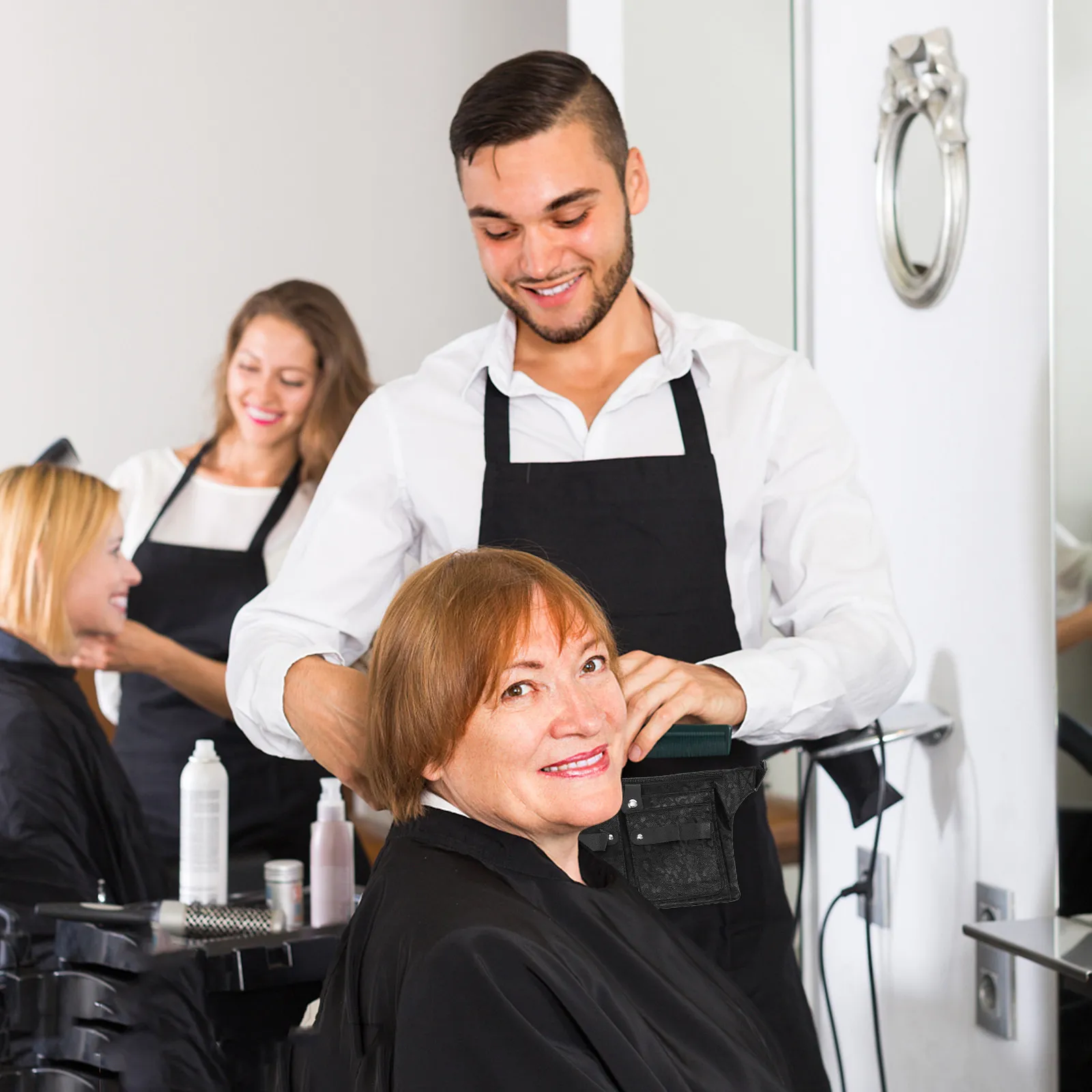 

Профессиональная поясная сумка для ножниц, чехол для парикмахерских ножниц, вместительный холщовый органайзер из оксфорда для инструментов для стрижки волос для салонов и барбершопов