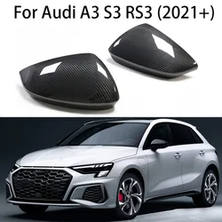 For Audi A3 S3 RS3 2021 2022 2023 2024 Carbon Fiber Car rearview Side mirror Cover Cap accessories Replacement/Add On Style