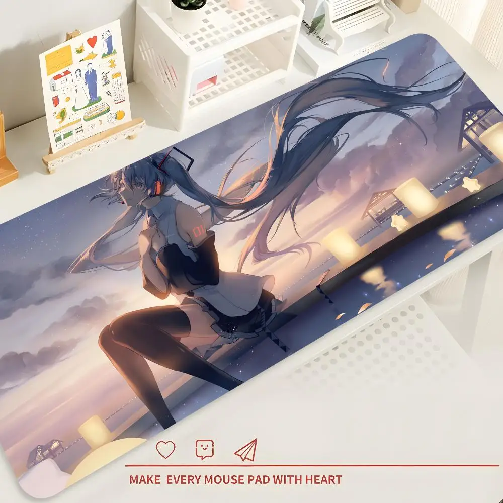 H-Hatsune M-Mikus Mouse Pad 900x400mm Rectangular Pad PC Keyboard desk decor Office Table Rubber Mat XXL Laptop Lock Edge Mouse