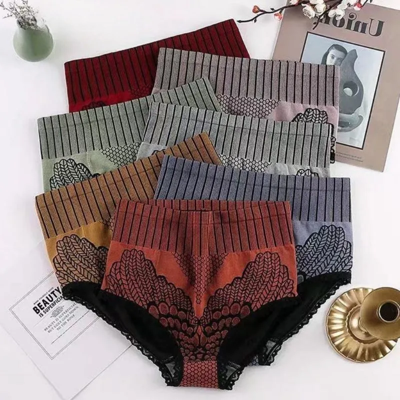 3ks Palace Pants Mid Rise Abdomen Slimming Slipy Sexy Body Shaping Butt Lifting Slipy Antibakteriální dámské kalhotky s krajkovým okrajem - náhled 4