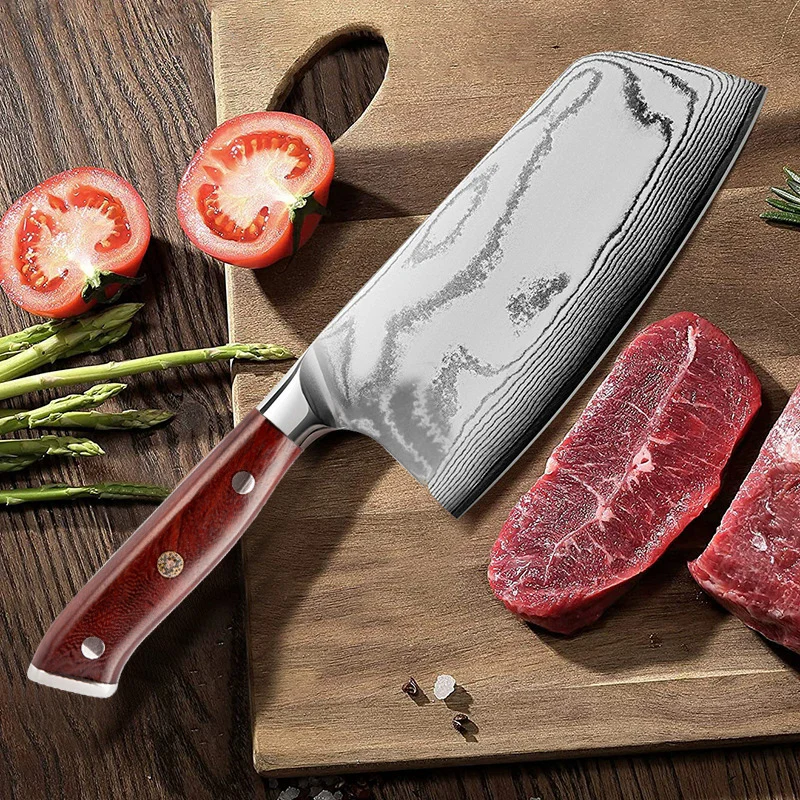6.7 Inch Chinese Chef Knife Damascus Steel VG-10 Blade Wood Handle Slicing Vegetables Cleaver Meat Handmade Forged Kitchen Knife