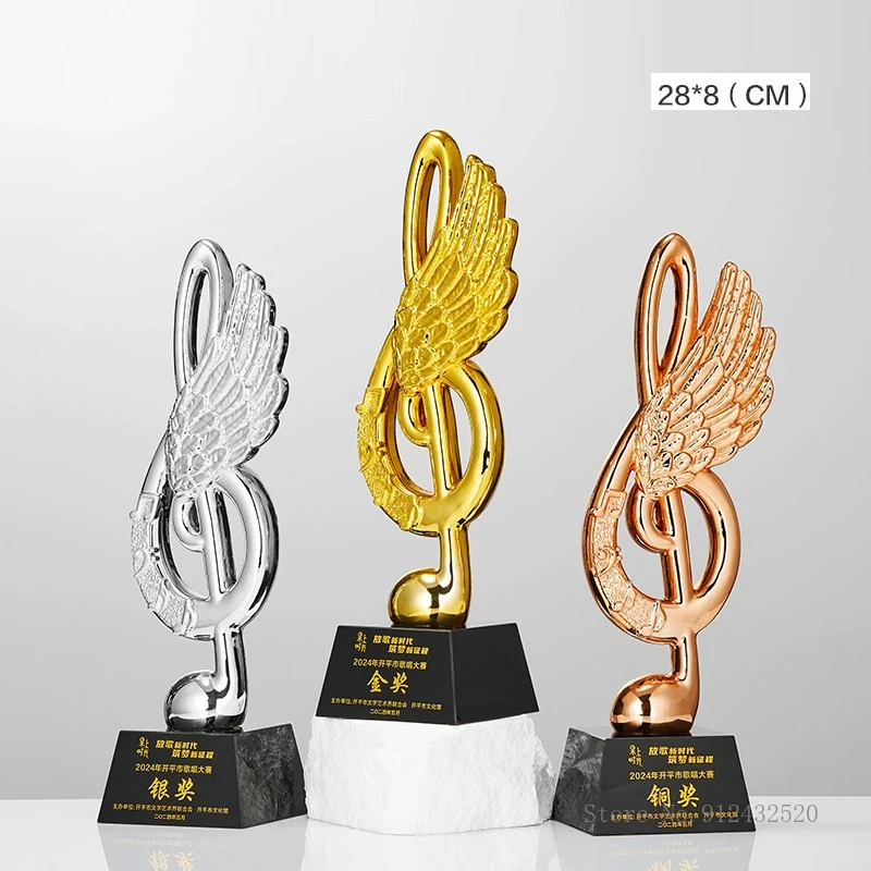 Customized Crystal Microphone Shape Award Trophy, Home Decor, Singing Music Contest, Competition Resin Souvenir, 1Pc