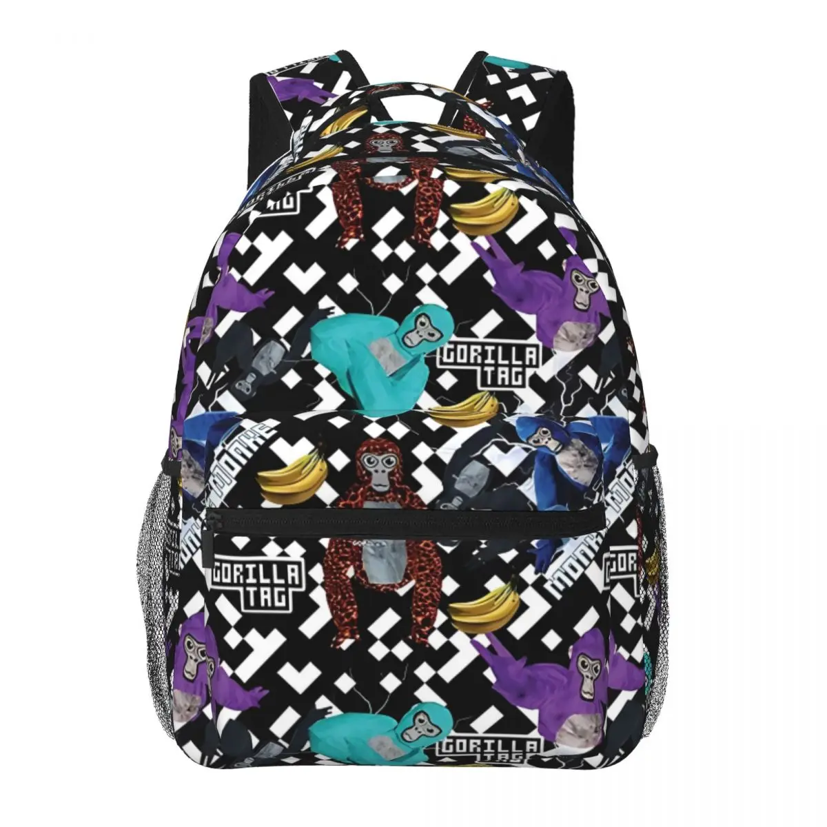 Gorilla Tag VR Gamer Merch Pixel Monke Backpack Student Schoolbag for Men Women Laptop Canvas Bags 17in