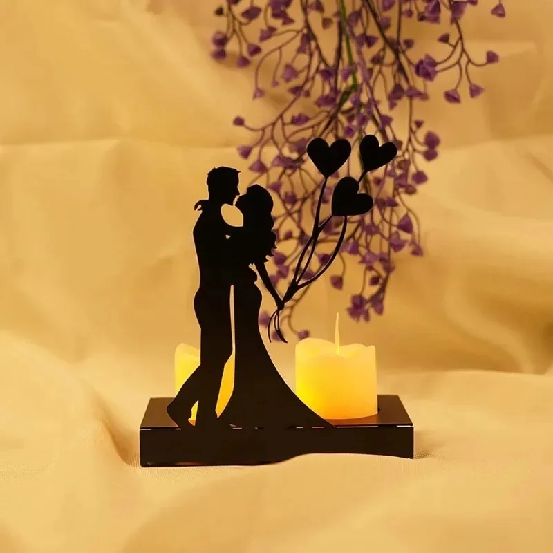 Paar Kerzenstatue Geschenke für Paare für Hochzeitstag Eisen Kunst Kerzenhalter Romantisch