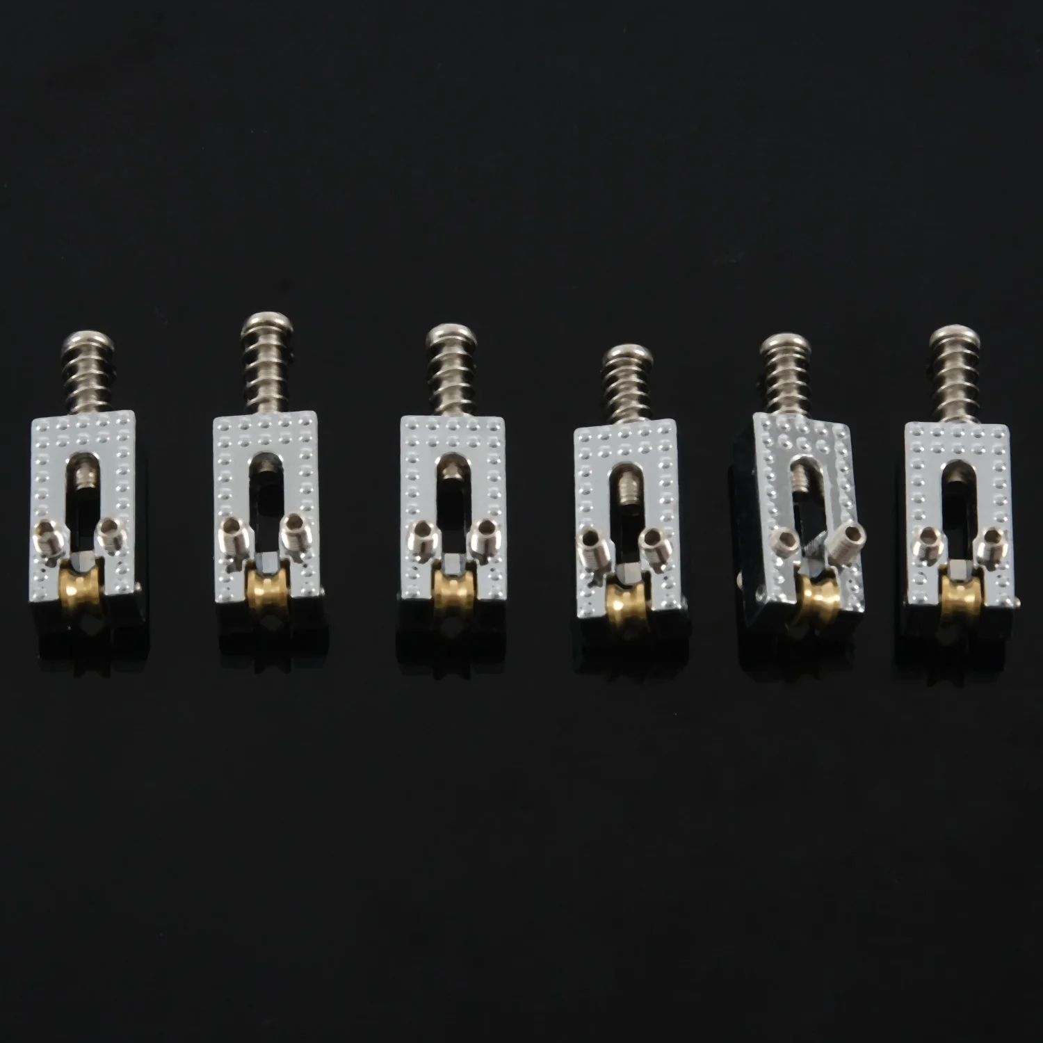 6 Roller Bridge sadel Tremolo dengan kunci pas untuk Fender Strat Tele gitar listrik Chrome