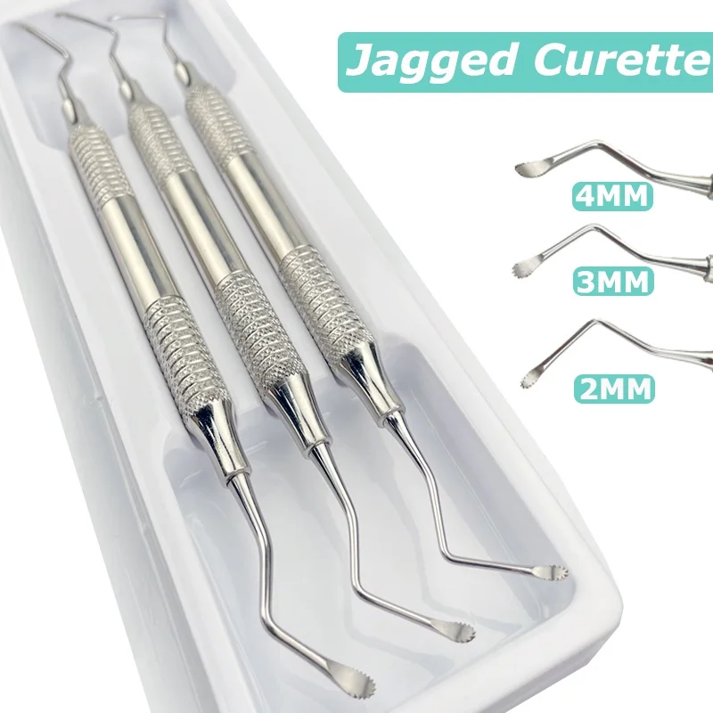 

3Pcs/Set Dental Jagged Curette Profissional Scaler Gracey Bone Ferramentas De Instrumentos De Implante