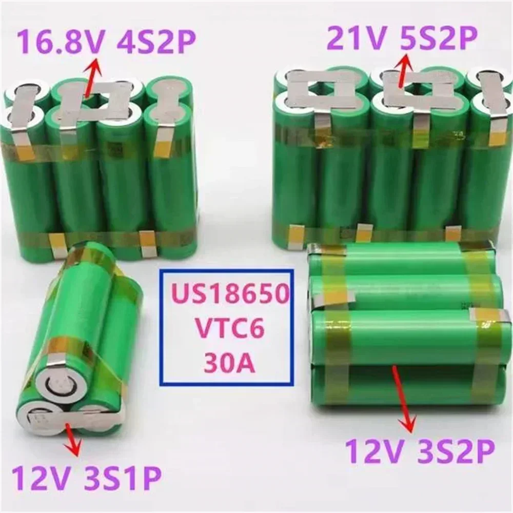 Latest 18650 VTC6 3000mAh-6000mAh Lithium-Ion Battery Packs (2S1P-6S2P) for Screwdriver and Drill Battery Packs 18650