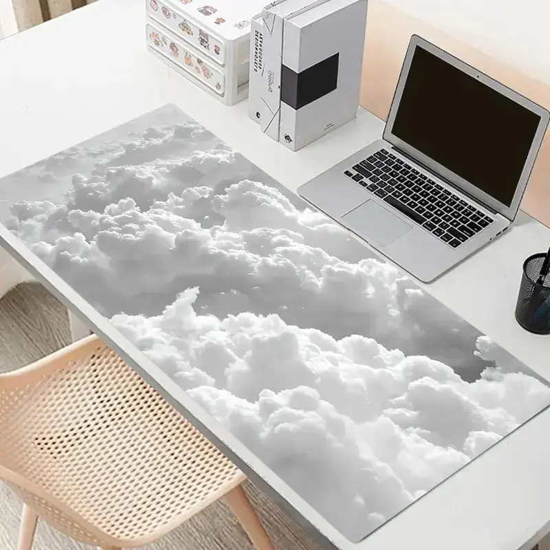 White Cloud Gaming Carpet Mouse Pad Computer HD Deskpad Keyboard Pad Natural Rubber Non-slip Office Mousepad Desktop Accessories