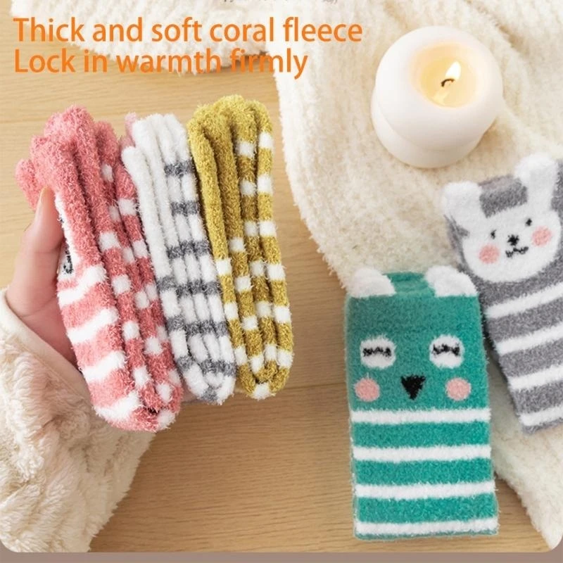 Cartoon Pattern Over the Knee Socks for 0-3Years Baby with Soft Fleece Lining Keep Legs Warm Outdoor Indoor Stockings 425F