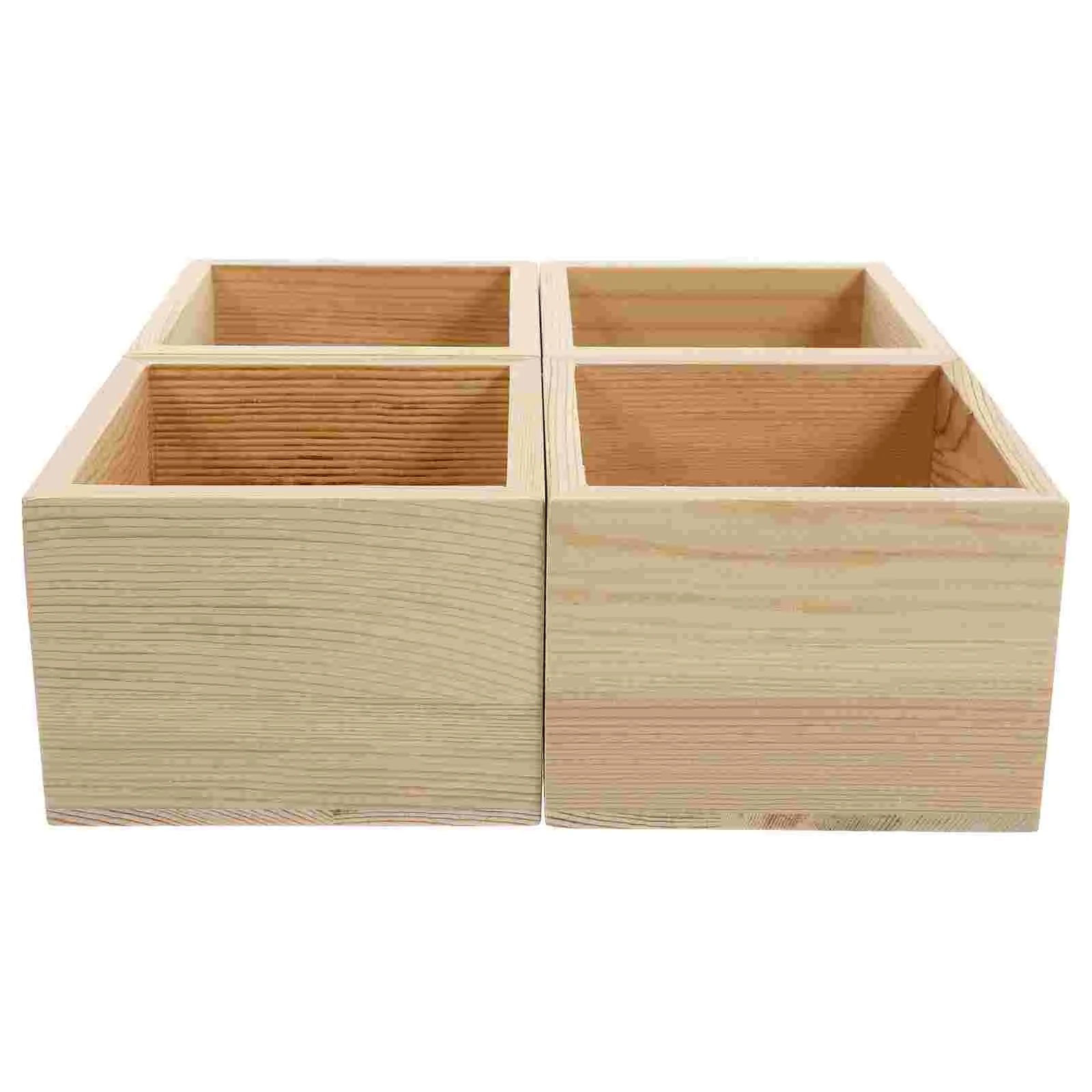 Small Wooden Box Without Lid Storage Container Jewelry Holder DIY Case Organizer for Earring Retro Boxes