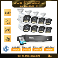 ZOSI 8CH 5MP POE CCTV Security Camera System Home Video Surveillance NVR Kit True Color Night Vision Outdoor IP Camera Set