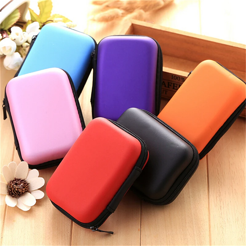 1PC Hard Fashion Nylon Carry Bag Compartments Case Cover Headphone Earphone Jewelry Storage Box 6 Colors